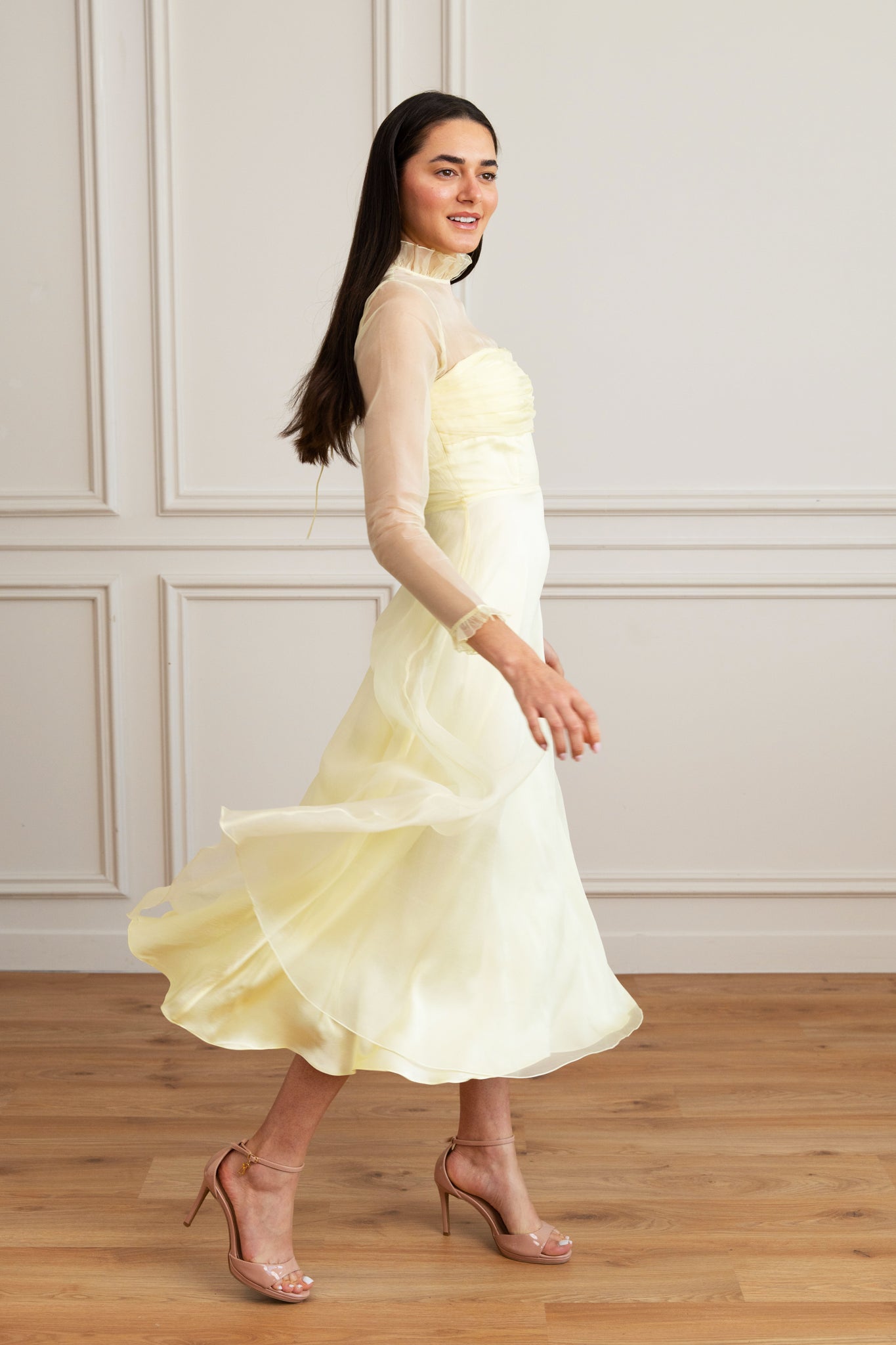 dubai luxury brand silk maxi flared dress for party