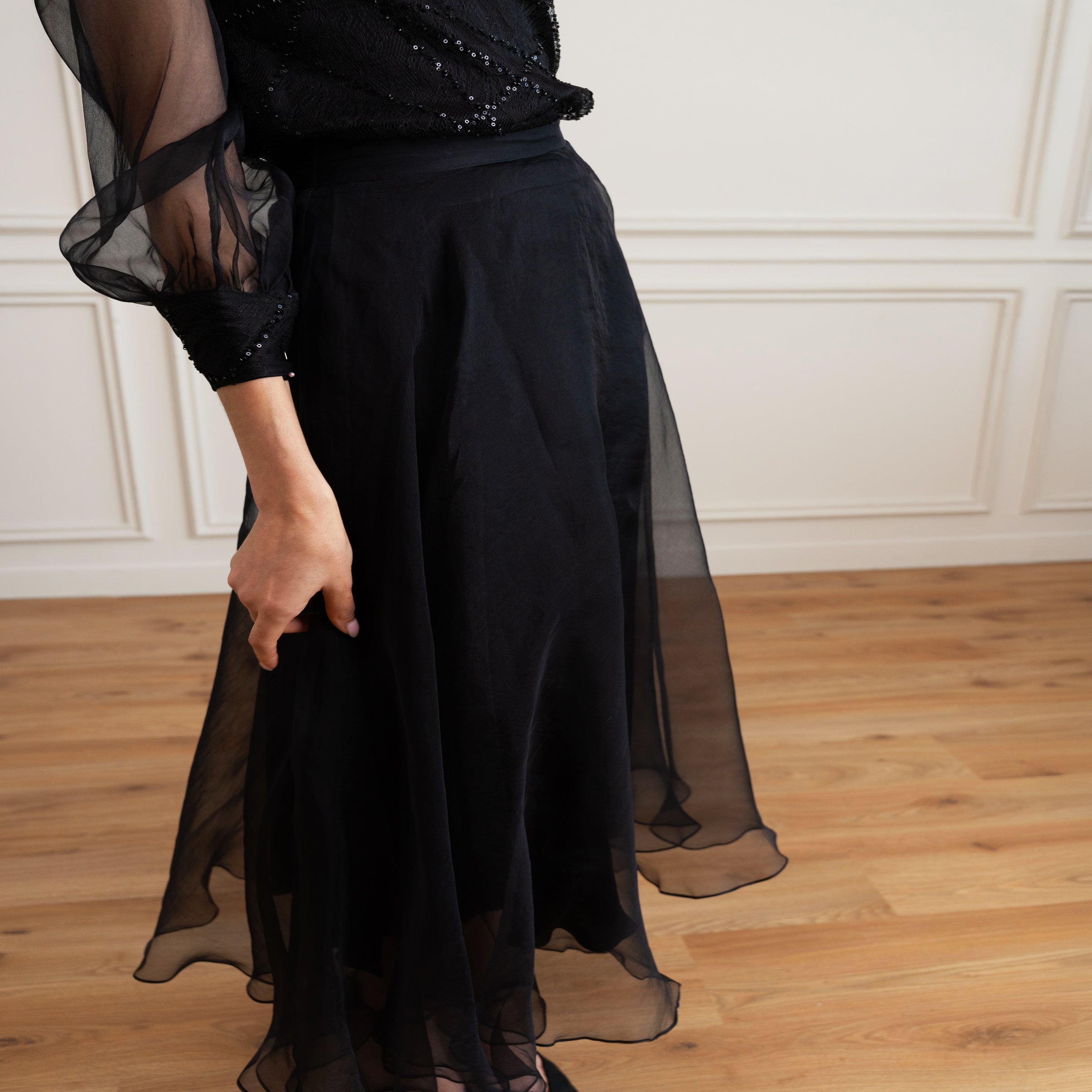 GINGER LONG SKIRT: BLACK – ITKORI