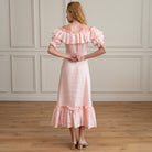 ruffle dress, short sleeve, pink dress